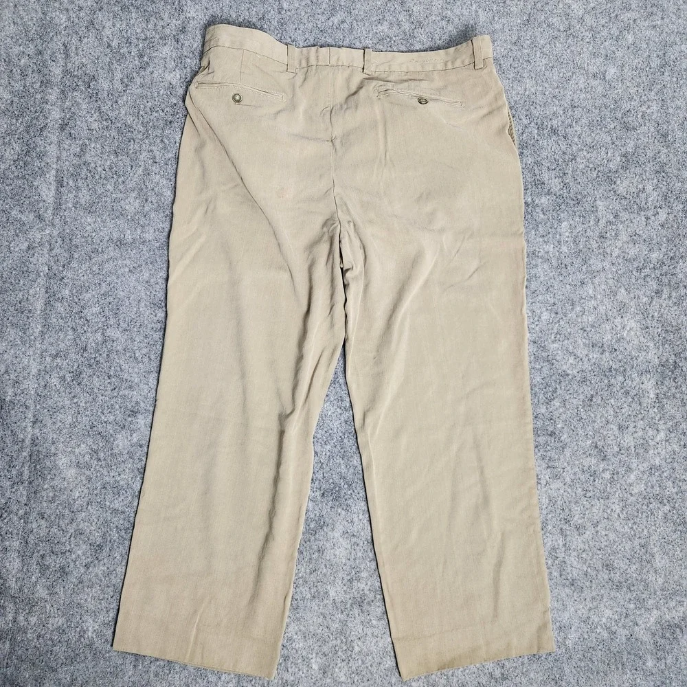 Tommy Bahama Silk Bamboo Pants Men‎ 38x30 Khaki Straight Leg Flat Front Beach